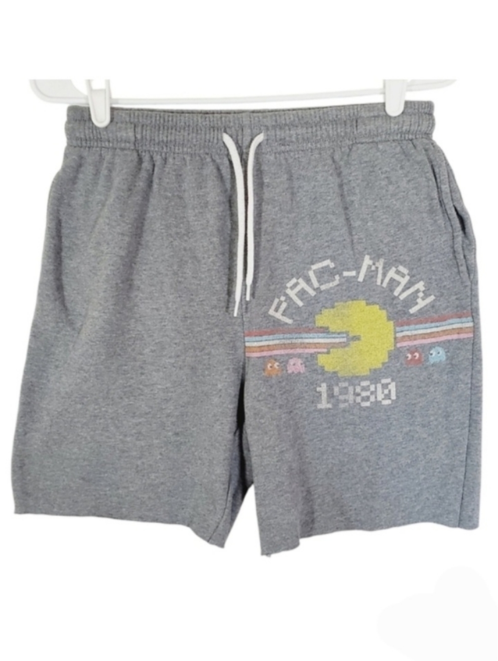 1548 * Pac-Man Cutoff Graphic Shorts Grey Size M Pacman